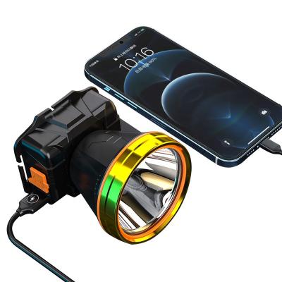 China Power Display Headlight USB Rechargeable Battery 3 Built-in Speeds ABS Outdoor Adjustable Working Waterproof Headlamp For Industry for sale