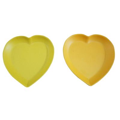 China Heart Shape Salad Bowl Kids Unbreakable Cute Colorful Dishes Tableware Bamboo Dish for sale