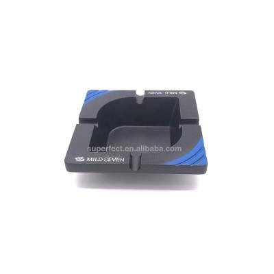 China Square Promotional Round Round Factory Supply Gifts Printing OEM Black Silver Smoking Logo Customize Shape Metal Ashtray for sale