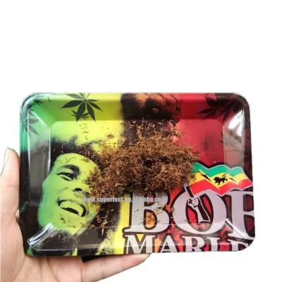 China Wholesale 7*5.5 Smoking Accessory Inches Multiple Designs Tobacco Trays Smoking Metal Rolling Trays for sale