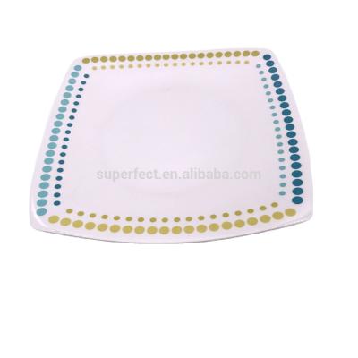 China Sustainable Factory Custom Printed Melamine Clean Design Melamine Square Plastic Dinner Set for sale