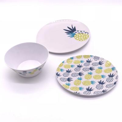 China Sustainable New Products Square Shape Divider Bamboo Bowls Cups Plates Dinnerware Dinner Set for sale