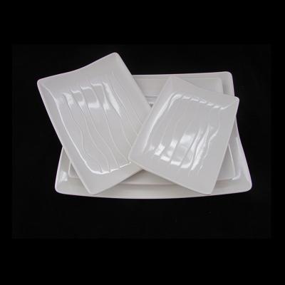 China Cheap Workable OEM ODM Restaurant White Dinnerware Dish Rectangle White Custom Printing Melamine Dishes for sale