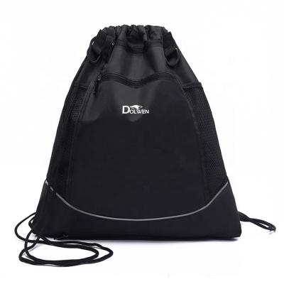 China Other Custom Logo Drawstring Printed Mesh Multifunctional Backpack Polyester Traveling Waterproof Drawstring Bag for sale