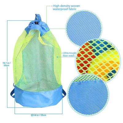 China Fashion Large Mesh Drawstring Beach Backpack Swim and Pool Toys Storage Bags Bundles for sale