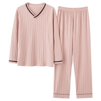 China Breathable and Comfort High Quality Waffle Pajamas Set Wholesale Pajamas Set Sleep Wear Designer Solid Color Pajamas Set for sale