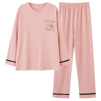 China New Arrival Custom Made Fiber 92%Viscose Women Breathable And Comfort Round Neck Pajamas Set Long Sleeve Homewear for sale