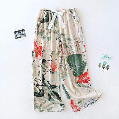 China Wholesale Cotton Nine Stitch Summer Spring Breathable And Comfort Loose Pants Wide Leg Pants For Women for sale