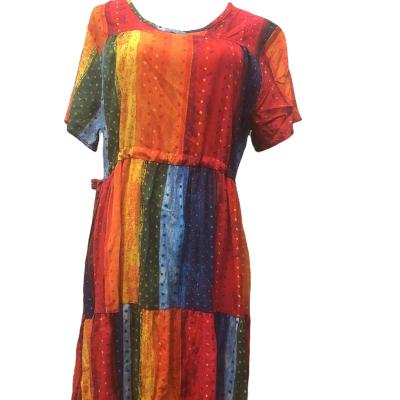 China Loose Style Maxi Dress Cotton Short Sleeve Vintage Print Fashion Vestidos Comfortable And Fashionable Women's Dresses for sale