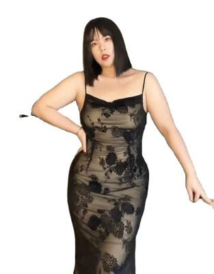 China Summer Breathable Halter Plus Size Sexy Fat Girl Long Dress Girl Fit Dresses for sale