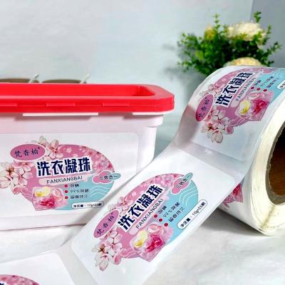 China Manufacturer Custom Waterproof Sticker Printing Condensate Laundry Beads Packing Box Label for sale