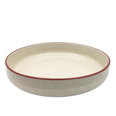 China Sustainable European Wholesale Ceramic White Pie Pan Bakeware Round Style Mold for sale