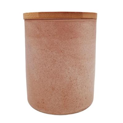 China Custom Sealed Cover Jar Canister Set Airtight Jar With Bamboo Lid Ceramic Container for sale