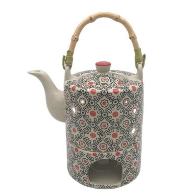 China Sustainable European Style Hand Painted Ceramic Teapot With Warmer for sale