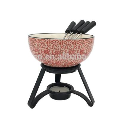 China Sustainable Factory Ceramic Handmade Chocolate Fondue Set for sale