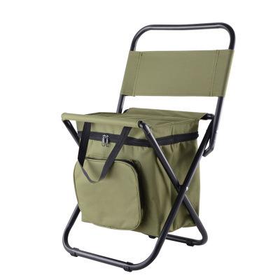 China Manufacturer Contemporary Production Metal Folding Chair Portable Outdoor Cooler Fishing Camping Chair With Cooler Bag for sale