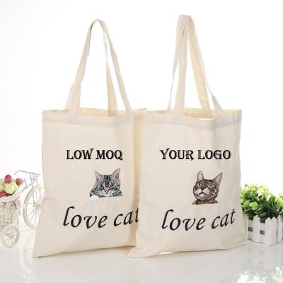 China Free shipping reusable empty handle design canvas shopping bags canvas tote cotton eco printed tote bag for sale