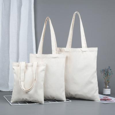 China Single Handled Printed Logo Canvas Tote Handle Cotton Canvas Long Personal Shopping Tote Bags for sale