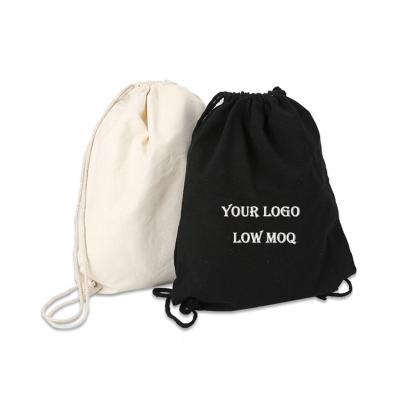 China Free Sample Handled Drawstring Backpacks Custom Cotton Canvas Drawstring Bag for sale