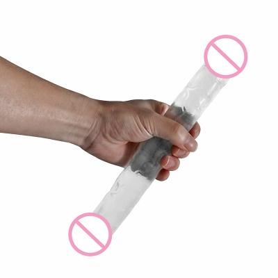 China Double Ended Sex Toy Dildo Hot Sale Factory Realistic Flexible Male Transparent Dildo Lesbian Gay Dildo Double Ended Dildo for sale