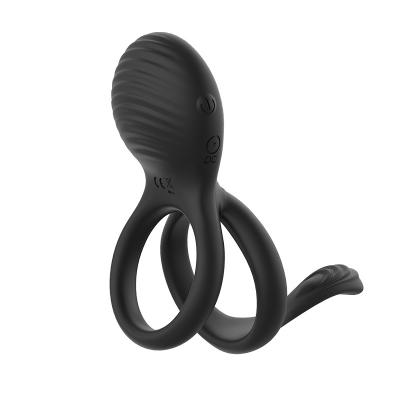 China Real Touch Feeling Men's Multifunctional Locking Cock Ring Silicone Sexy Vibration Vibrating Ring Sex Toy for sale