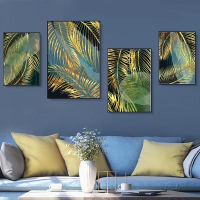 China Waterproof+ECO-Friendly Green Gold Foil Factory Canvas Painting Poster Abstract Wall Art Print Nordic Modern Pictures for sale