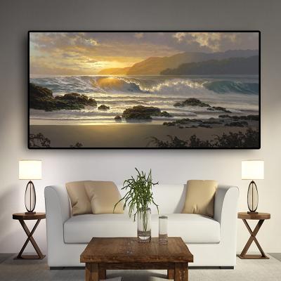 China High resolution & modern waterproof scandinavian seascape small wave seascape beach sunset art print canvas wholesale for sale