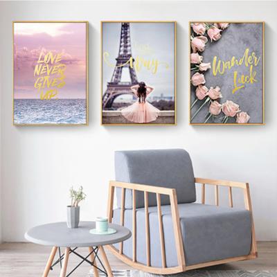 China Waterproof+ECO-Friendly Seascape Canvas Wall Art Painting Nordic Romantic Roses Poster Small Roses Landscape Wall Pictures for sale