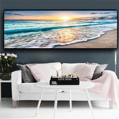 China High resolution & waterproof natural golden beach sunset landscape prints Scandinavian Mediterran modern art canvas paintings for sale