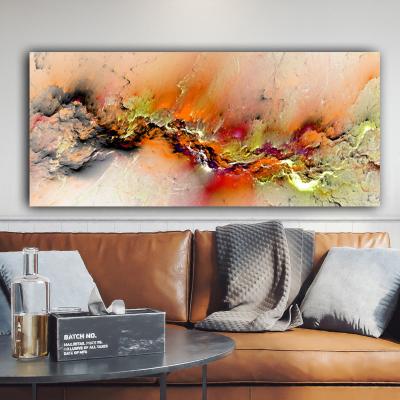 China Waterproof+ECO-Friendly Colorful Cloud Abstract Painting Art Prints Decorative Wall Pictures Orange for sale