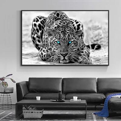 China Wall Art Picture Black And White Nordic Leopard Waterproof+ECO-Friendly Animal Poster Painting On Canvas Print for sale