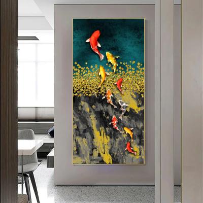 China Waterproof+ECO-Friendly Koi Fish Animal Posters Oil Painting Printed On Canvas Print Wall Art Painting Animals for sale