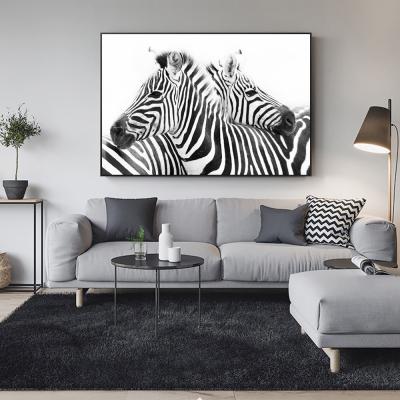 China Animal Painting Canvas Art Home Decoration Wall Art Abstract Modern Black And White Zebra for sale