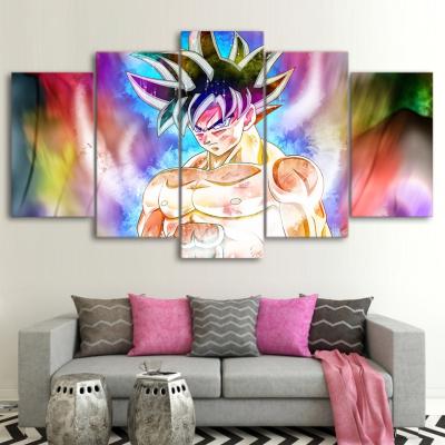 China High resolution & Waterproof HD Prints 5 Pieces of Dragon Ball Goku Anime Cartoon Abstract Pictures Large Wall Art Canvas Print for sale