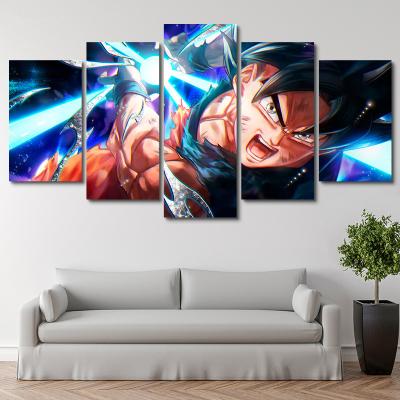 China Modern HD Prints Modular View 5 Pieces Of Dragon Ball Anime Cartoon Goku Wholesale Canvas Pictures Prints Wall Painting for sale