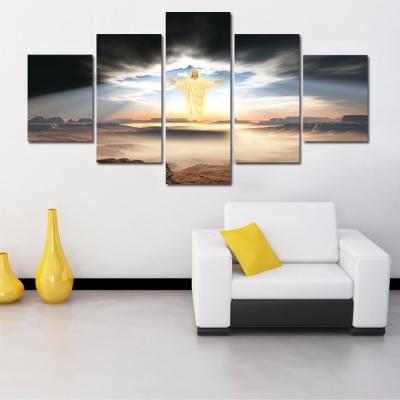 China 5 Pcs Modern Unframed Modern Paintings For Living Room Lord Jesus Printed In Canvas Wall Art Picture Jesus Canvas Painting for sale