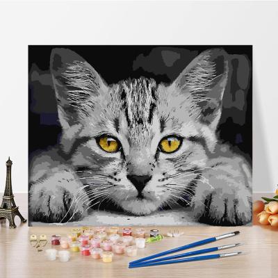 China Europe Home Decor Cat Oil Painting By Numbers Acrylic Paint Kit Hand Painted Picture Animal Painting By Number Modern Large For Wholesale for sale