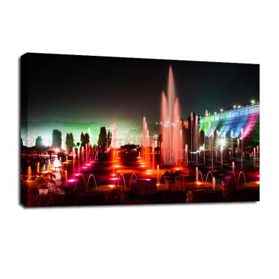 China Wholesale Custom Modern Factory Battery Picture Landscape City Light Up Led Canvas Art Picture for sale