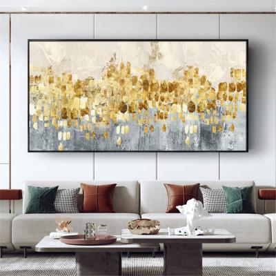 China 100% Hand Painted Abstract Large Oil Painting On Canvas Gold Abstract Painting for sale