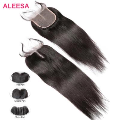 China Silky Straight Swiss Brazilian Hair Lace Closure 100% Transparent Wave 4x4 5x5 6x6 7x7 Lace Closure 13x6 HD Lace Closure for sale