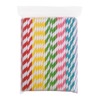 China Five-color Biodegradable Mixed Stripe Maohun Paper Drinking Straw, Decorative and Creative Paper Craft Bakery Straw for Beverage Juice for sale