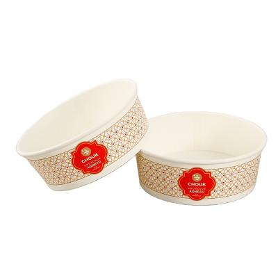 China Maochun Disposable Custom Logo Print, Disposable Food Packing Soup Takeout Cups, 1000ml Round Kraft Paper Fruit Salad Bowl With Paper Lid for sale