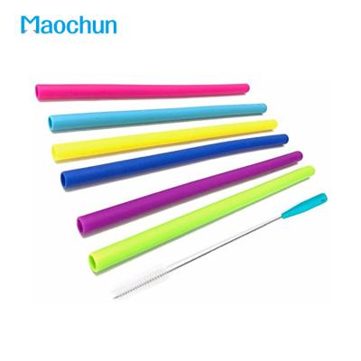 China Art Decor Maochun Big Size Durable Silicone Straw, Reusable Safe Cola and Colorful Beverage Food Grade Silicone Straw for sale