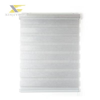 China Contemporary Good Quality Cheap Price Gray Slat Style Waterproof Manual Zebra Blinds For Windows for sale