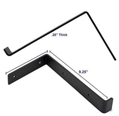 China Heavy Duty 5 6 7 8 9 Inch Black Powder Coating Metal Bracket L Floating Wall Shelf Brackets for sale