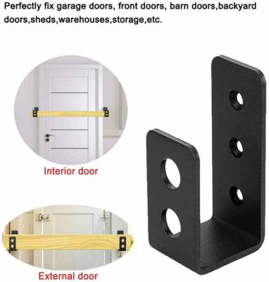 China OEM Custom Black Powder Coated Stamping Metal U Shape Door Barricade Brackets for sale