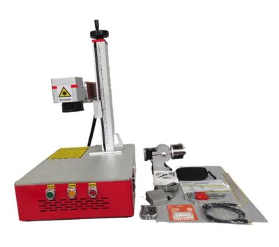 China Laser Marking Mini Fiber Laser Rotary Marking Machine With Rotary On Rotating Things for sale