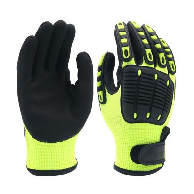 China Anti-impact CE HPPE Nylon Anti Vibration Cut Resistant Anti Slip Cut Protective Mechanical Impact Safety Work Gloves for sale