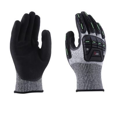 China Level 5 Low Price CE HPPE Cut Nylon Anti Slip TPR Guantes Anti Impact Mechanical Safety Work Gloves for sale