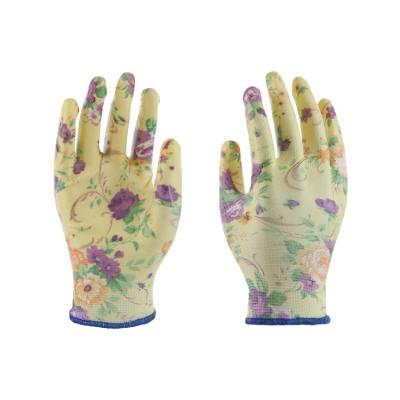 China Anti-Slip Colorful Gardening Work Protect Hands PU Coated Gloves for sale